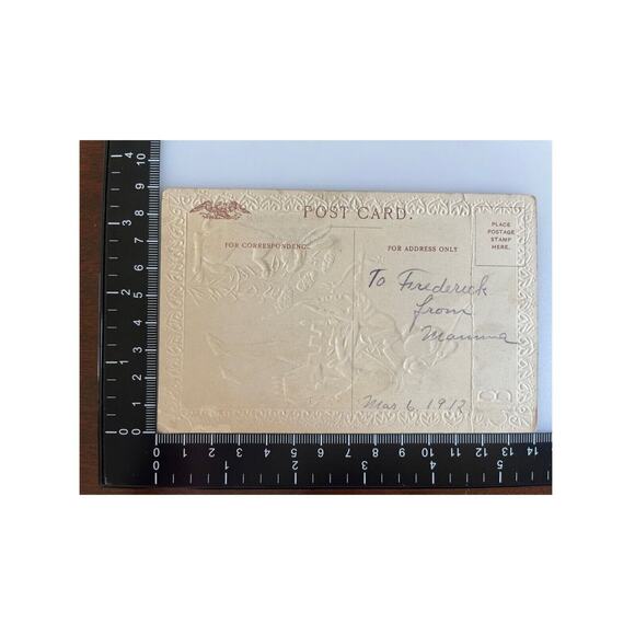 Antique 1912 Ephemera Embossed UnPosted Litho Postcard Bye Baby Bunting Macabre - Picture 8 of 8